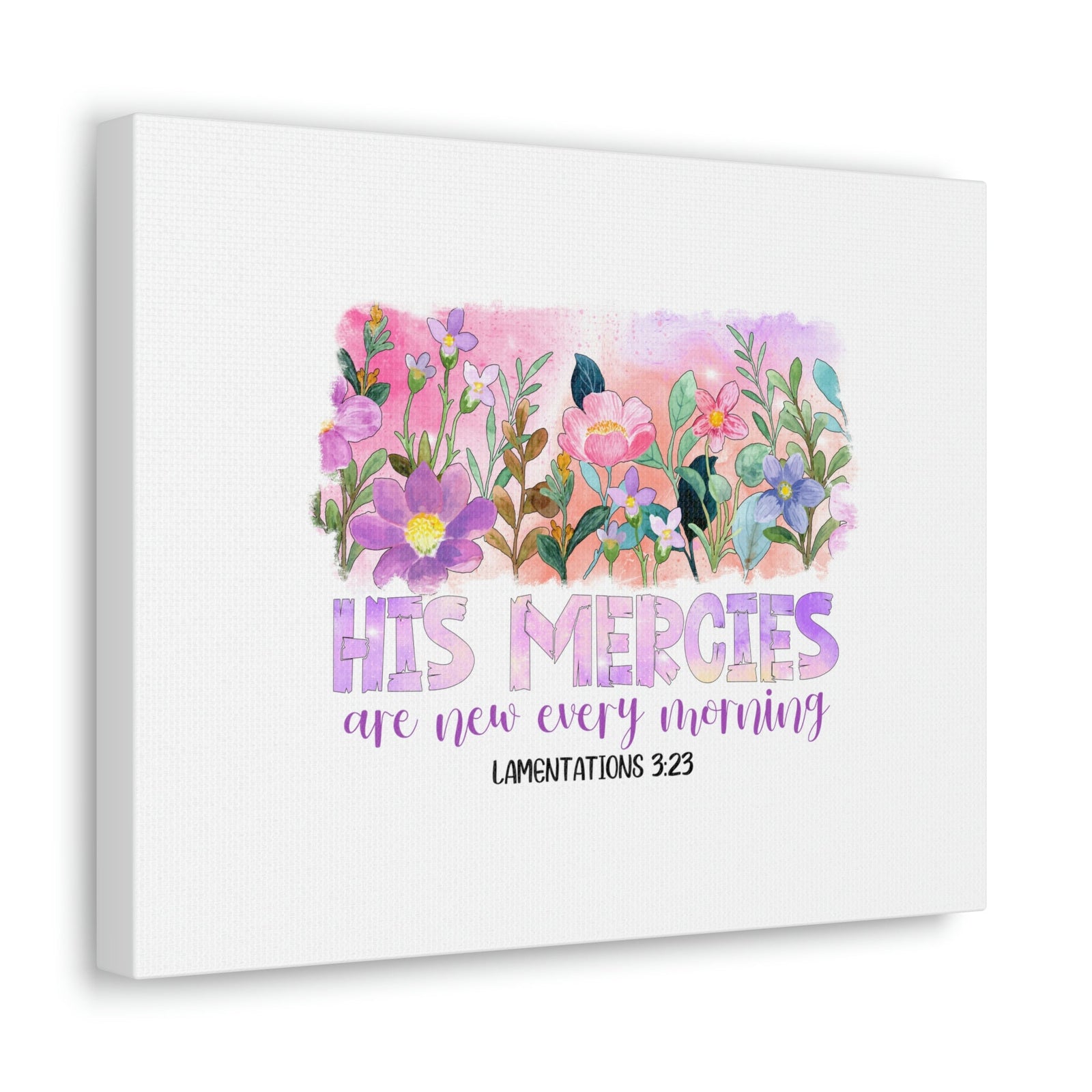 Scripture Walls His Mercies Lamentations 3:23 Pink Flowers Christian Wall Art Bible Verse Print Ready to Hang Unframed-Express Your Love Gifts
