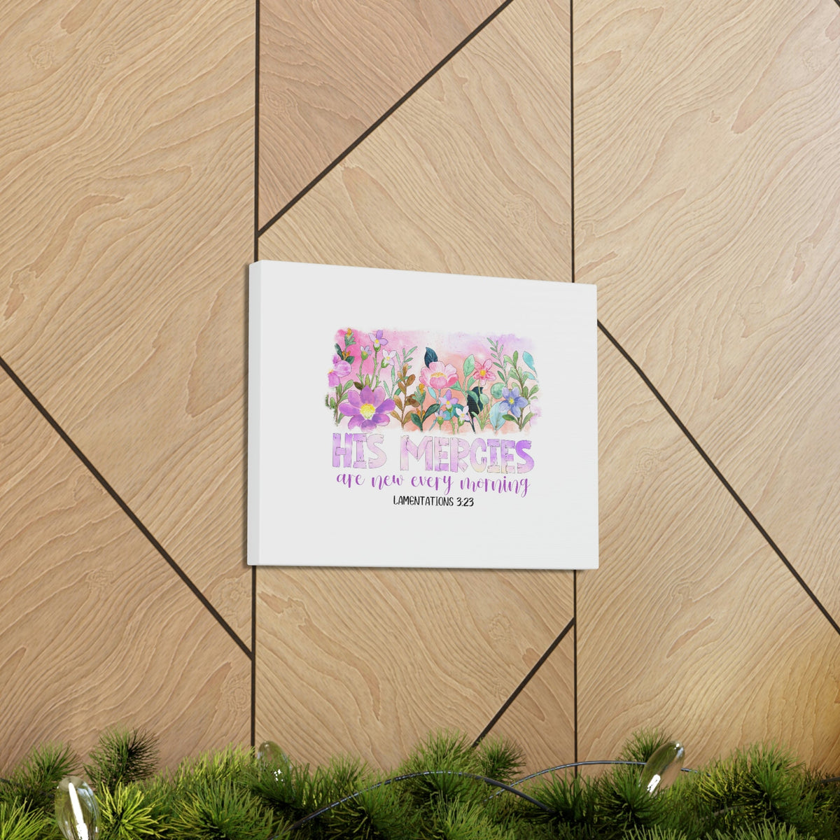 Scripture Walls His Mercies Lamentations 3:23 Pink Flowers Christian Wall Art Bible Verse Print Ready to Hang Unframed-Express Your Love Gifts