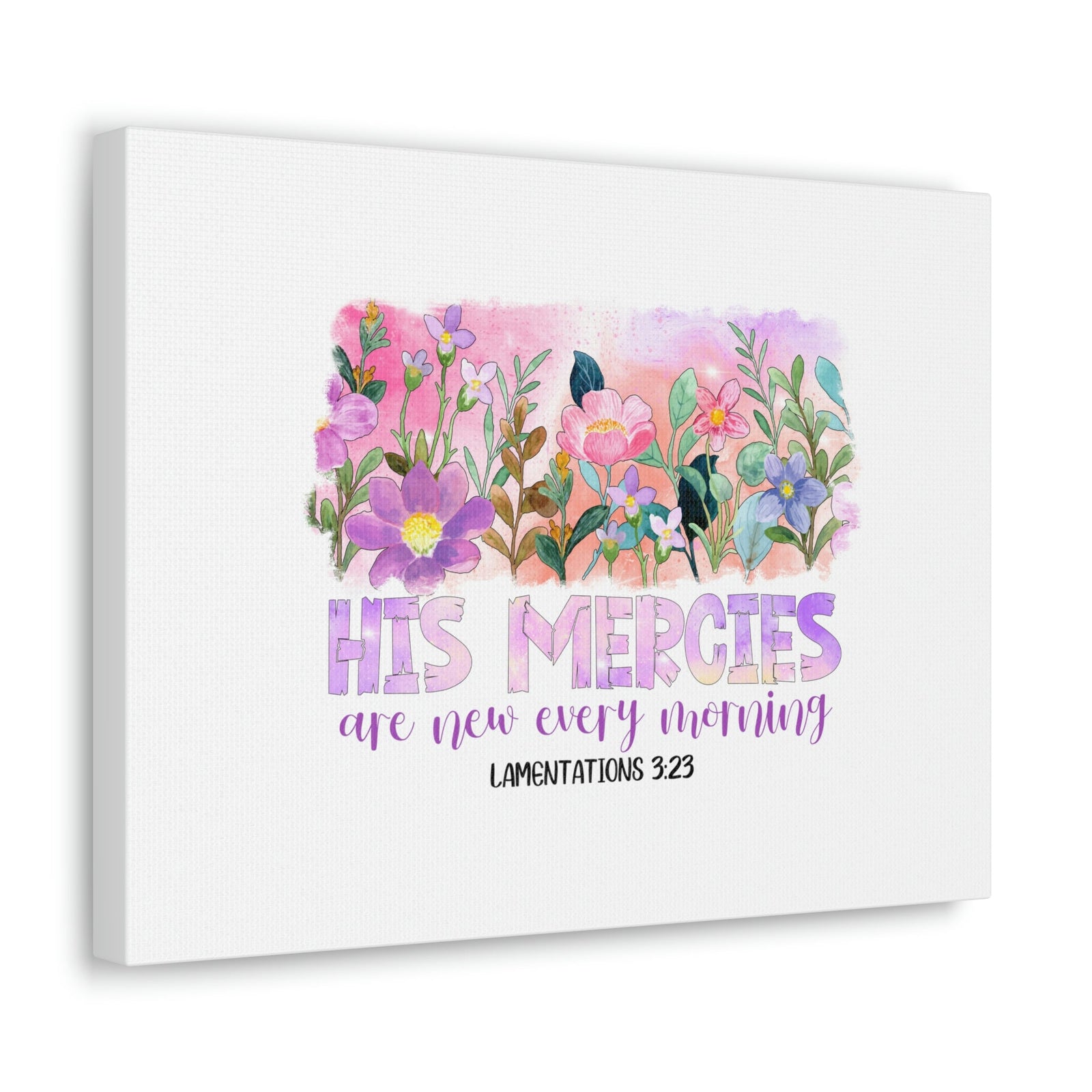 Scripture Walls His Mercies Lamentations 3:23 Pink Flowers Christian Wall Art Bible Verse Print Ready to Hang Unframed-Express Your Love Gifts