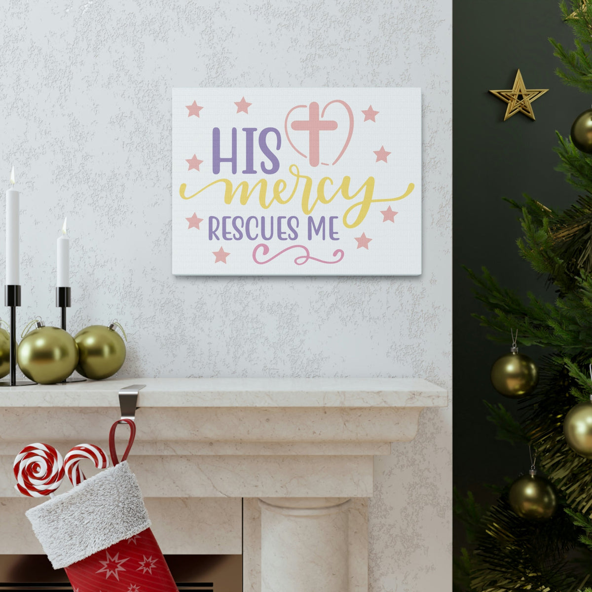 Scripture Walls His Mercy Rescues Deuteronomy 32:36 Christian Wall Art Print Ready to Hang Unframed-Express Your Love Gifts