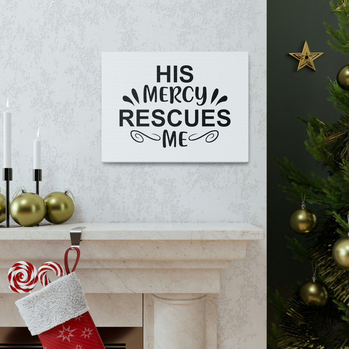 Scripture Walls His Mercy Rescues Me Psalms 140:4 Christian Wall Art Print Ready to Hang Unframed-Express Your Love Gifts