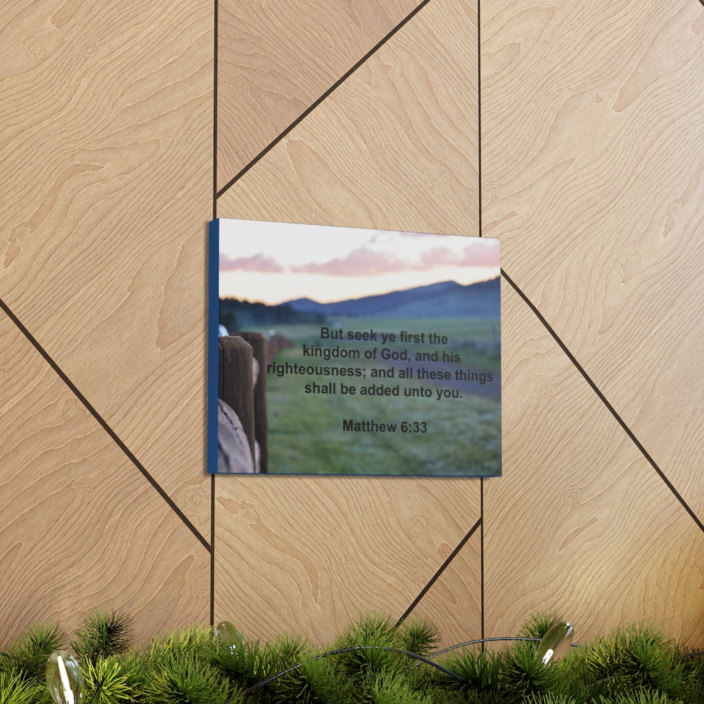 Scripture Walls His Righteousness Matthew 6:33 Bible Verse Canvas Christian Wall Art Ready to Hang Unframed-Express Your Love Gifts