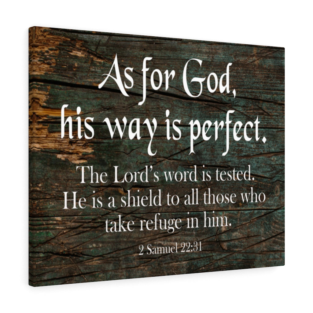 Scripture Walls His Way is Perfect 2 Samuel 22:31 Scripture Bible Verse Canvas Christian Wall Art Ready to Hang Unframed-Express Your Love Gifts