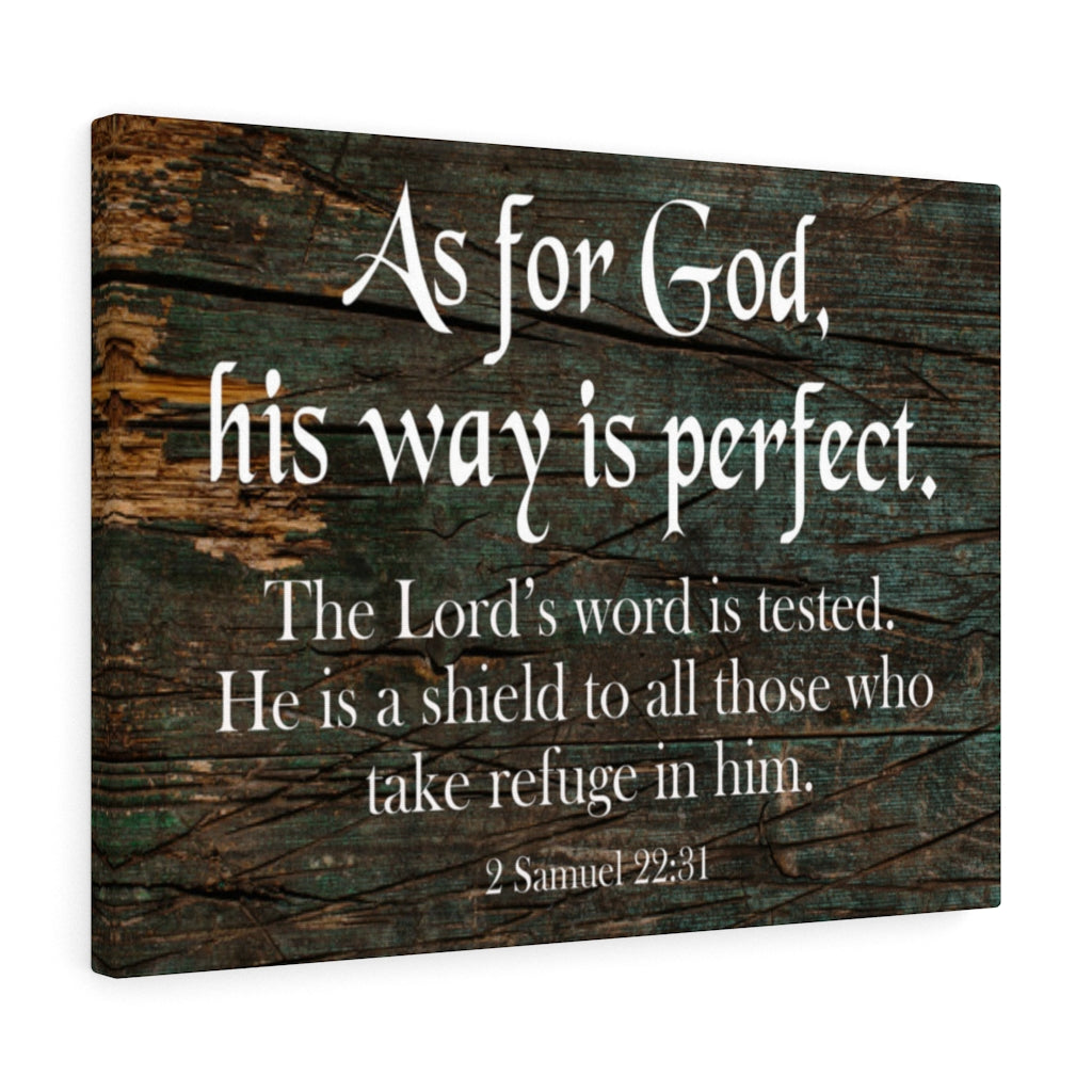 Scripture Walls His Way is Perfect 2 Samuel 22:31 Scripture Bible Verse Canvas Christian Wall Art Ready to Hang Unframed-Express Your Love Gifts