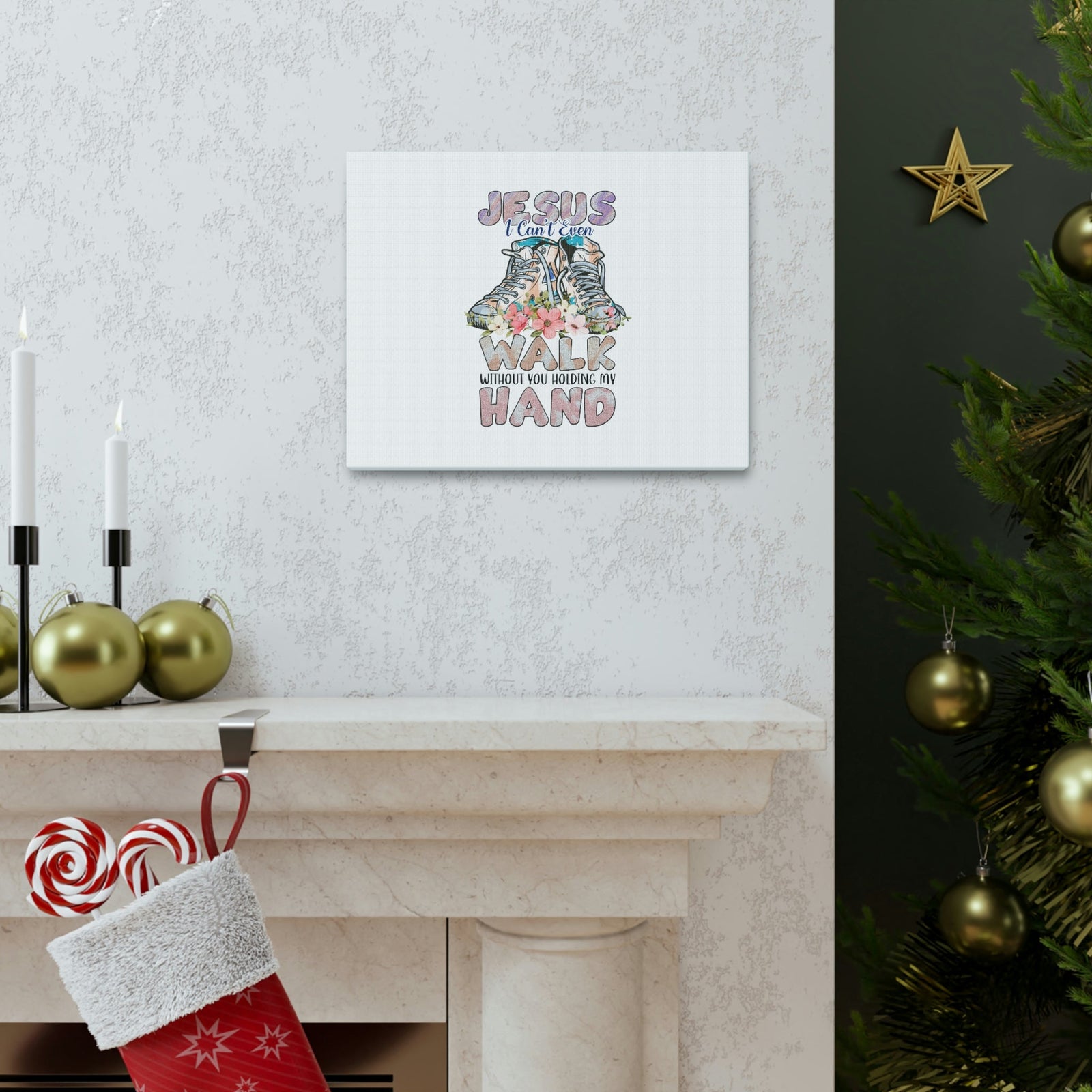 Scripture Walls Holding My Hand John 14:6 Flower Sneakers Christian Wall Art Bible Verse Print Ready to Hang Unframed-Express Your Love Gifts