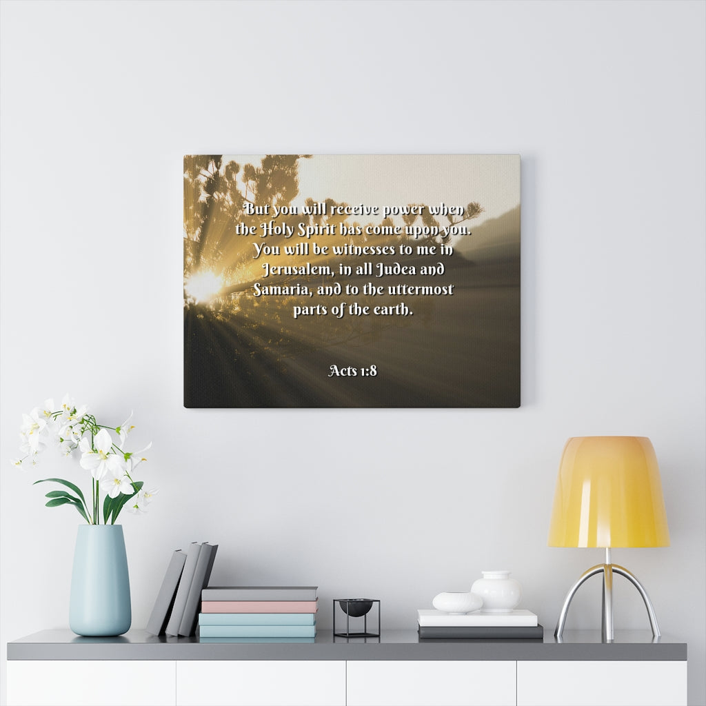 Scripture Walls Holy Ghost Acts 1:8 Bible Verse Canvas Christian Wall Art Ready to Hang Unframed-Express Your Love Gifts
