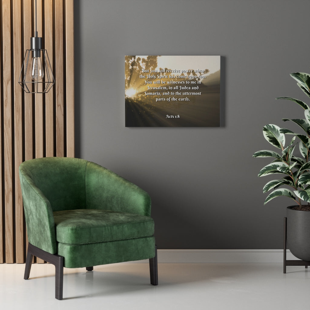 Scripture Walls Holy Ghost Acts 1:8 Bible Verse Canvas Christian Wall Art Ready to Hang Unframed-Express Your Love Gifts