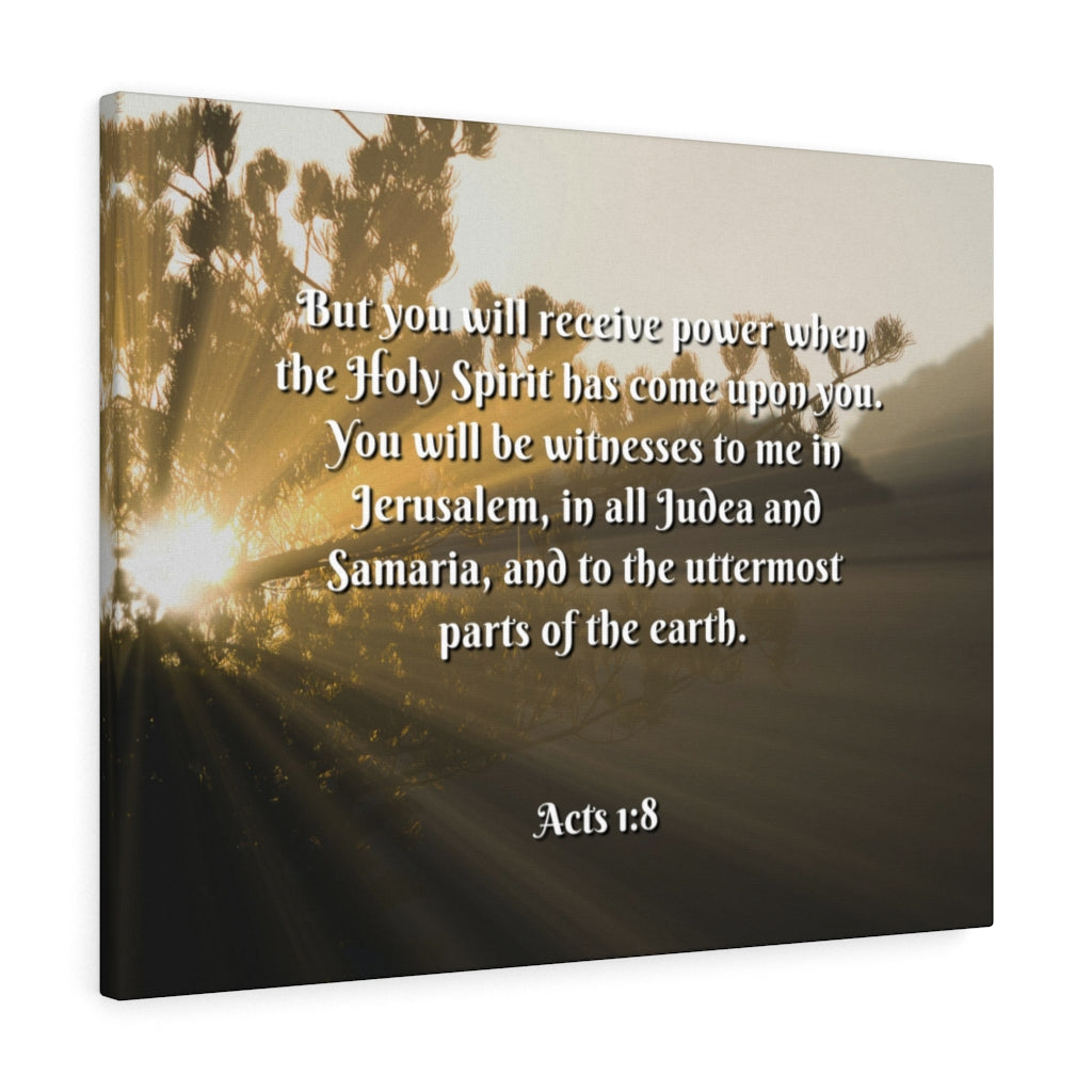Scripture Walls Holy Ghost Acts 1:8 Bible Verse Canvas Christian Wall Art Ready to Hang Unframed-Express Your Love Gifts