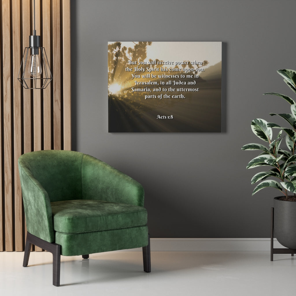 Scripture Walls Holy Ghost Acts 1:8 Bible Verse Canvas Christian Wall Art Ready to Hang Unframed-Express Your Love Gifts