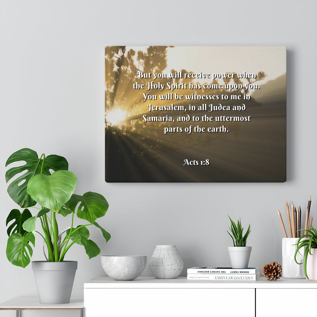 Scripture Walls Holy Ghost Acts 1:8 Bible Verse Canvas Christian Wall Art Ready to Hang Unframed-Express Your Love Gifts