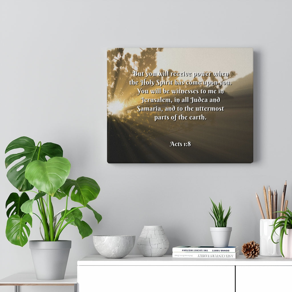 Scripture Walls Holy Ghost Acts 1:8 Bible Verse Canvas Christian Wall Art Ready to Hang Unframed-Express Your Love Gifts