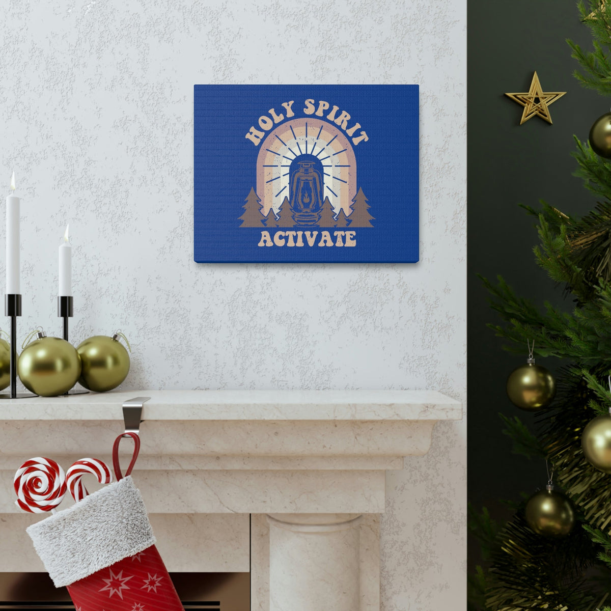 Scripture Walls Holy Spirit Activate Acts 2:38 Blue Christian Wall Art Bible Verse Print Ready to Hang Unframed-Express Your Love Gifts