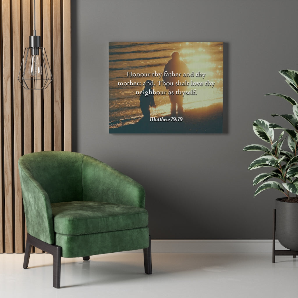 Scripture Walls Honour Matthew 19:19 Bible Verse Canvas Christian Wall Art Ready to Hang Unframed-Express Your Love Gifts