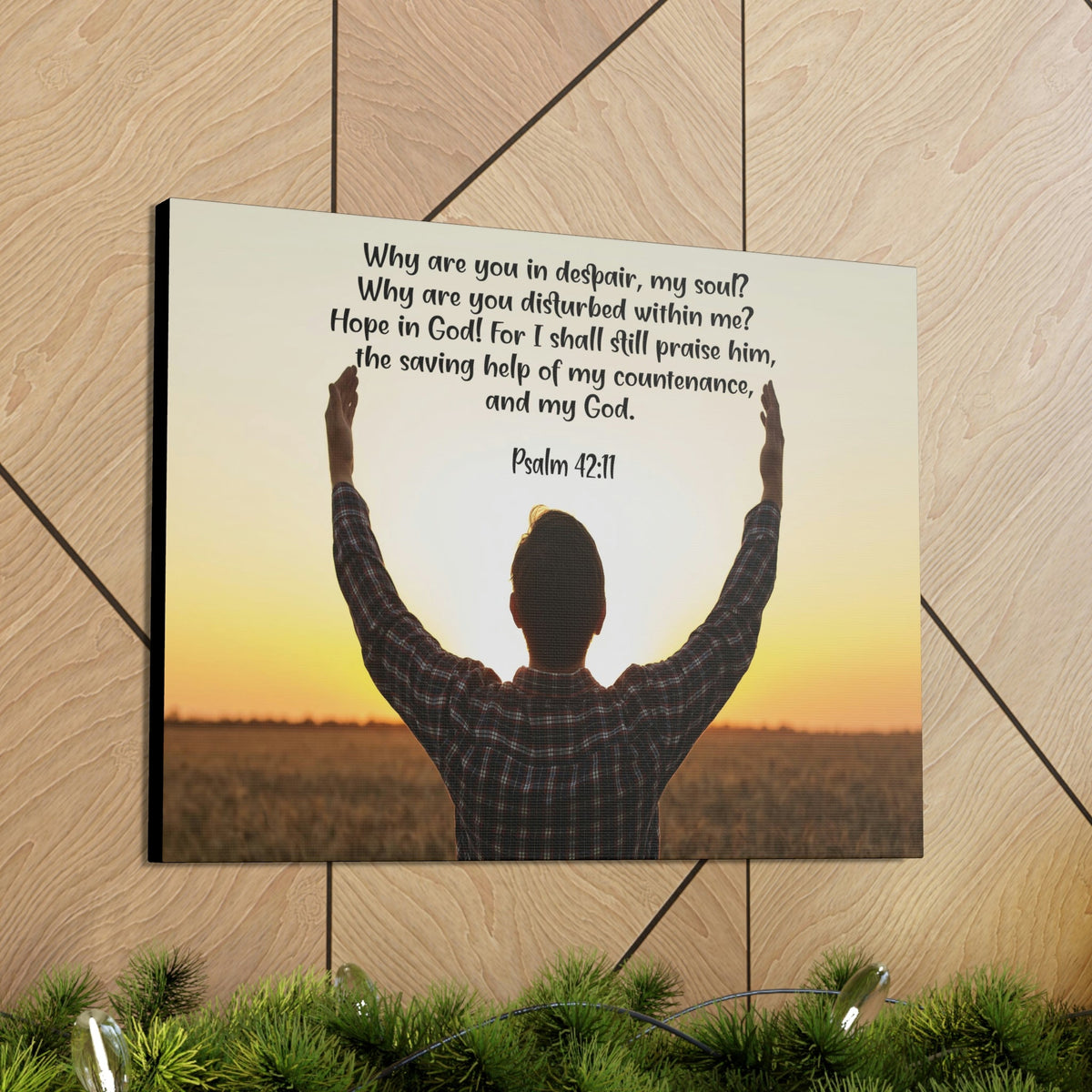 Scripture Walls Hope in God Psalm 42:11 Bible Verse Canvas Christian Wall Art Ready to Hang Unframed-Express Your Love Gifts