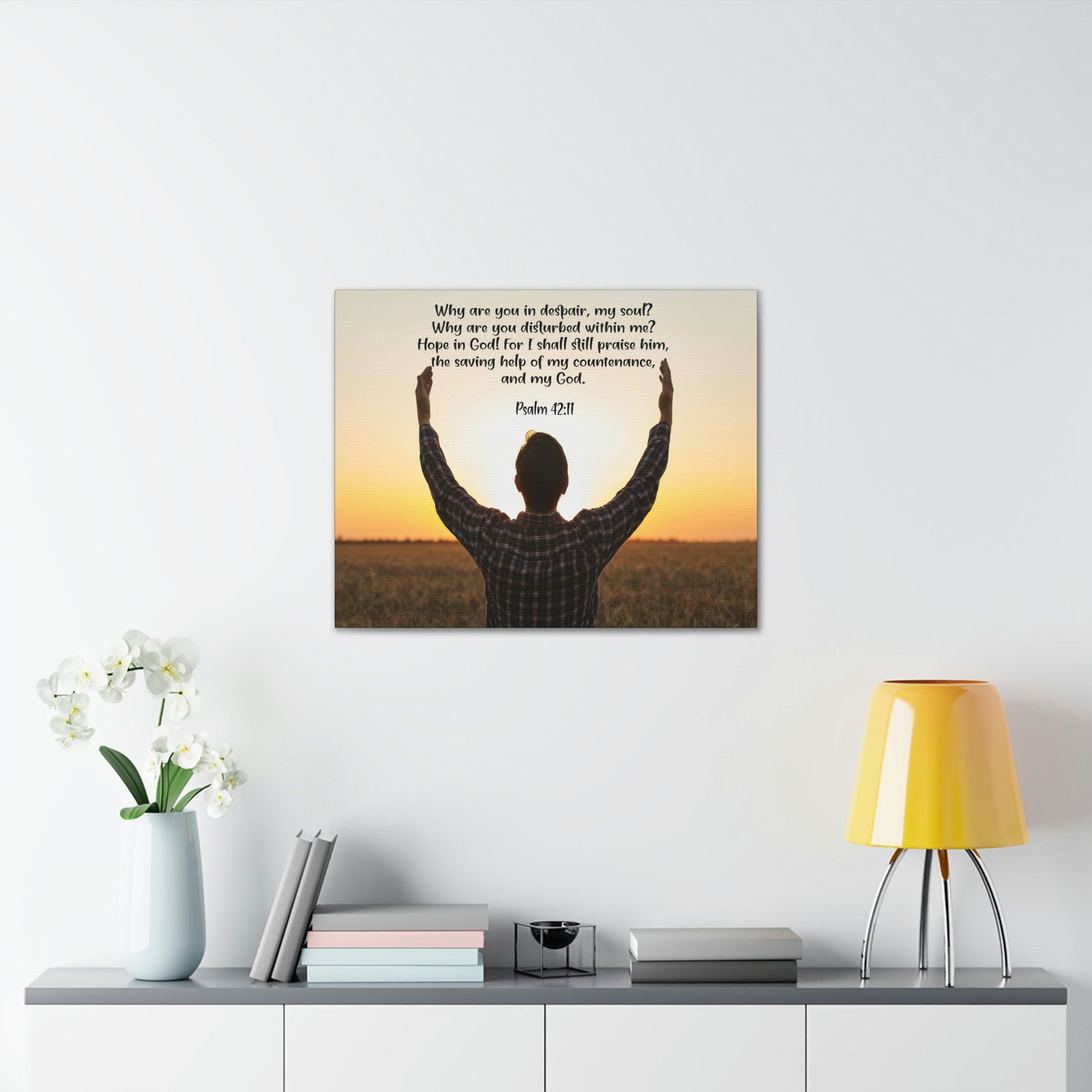Scripture Walls Hope in God Psalm 42:11 Bible Verse Canvas Christian Wall Art Ready to Hang Unframed-Express Your Love Gifts