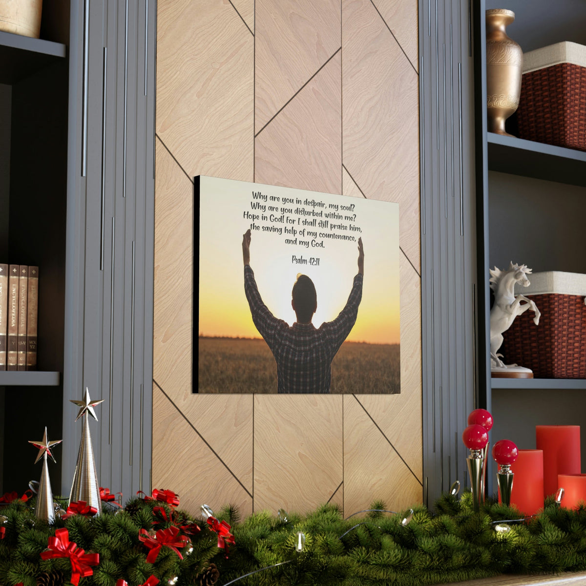 Scripture Walls Hope in God Psalm 42:11 Bible Verse Canvas Christian Wall Art Ready to Hang Unframed-Express Your Love Gifts