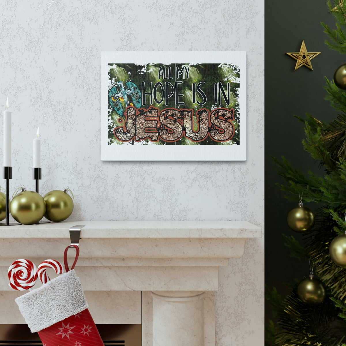 Scripture Walls Hope Is In Jesus Colossians 1:27 Green Christian Wall Art Bible Verse Print Ready to Hang Unframed-Express Your Love Gifts