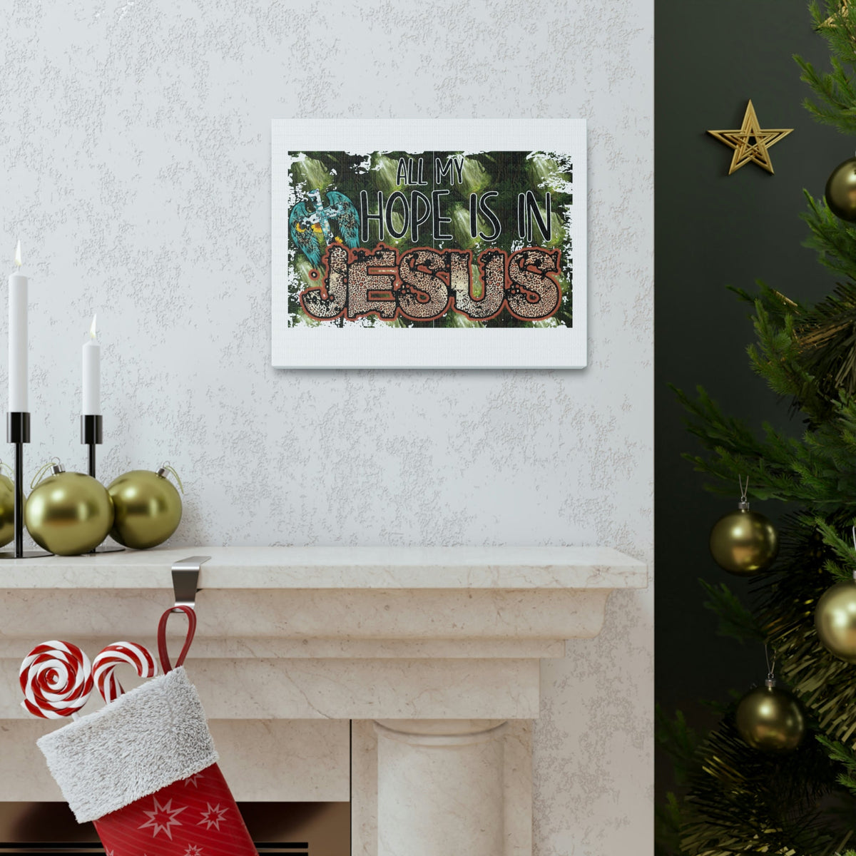 Scripture Walls Hope Is In Jesus Colossians 1:27 Green Christian Wall Art Bible Verse Print Ready to Hang Unframed-Express Your Love Gifts