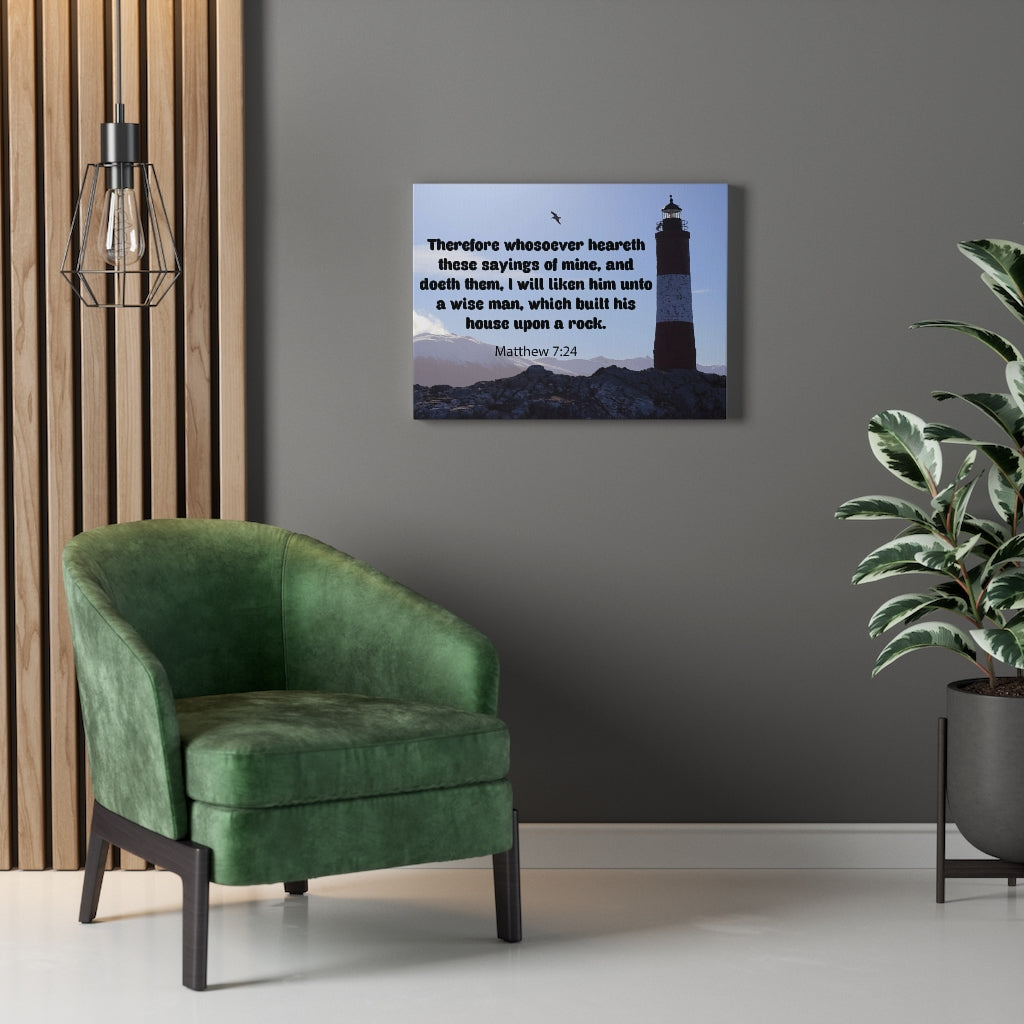 Scripture Walls House Upon a Rock Matthew 7:24 Bible Verse Canvas Christian Wall Art Ready to Hang Unframed-Express Your Love Gifts
