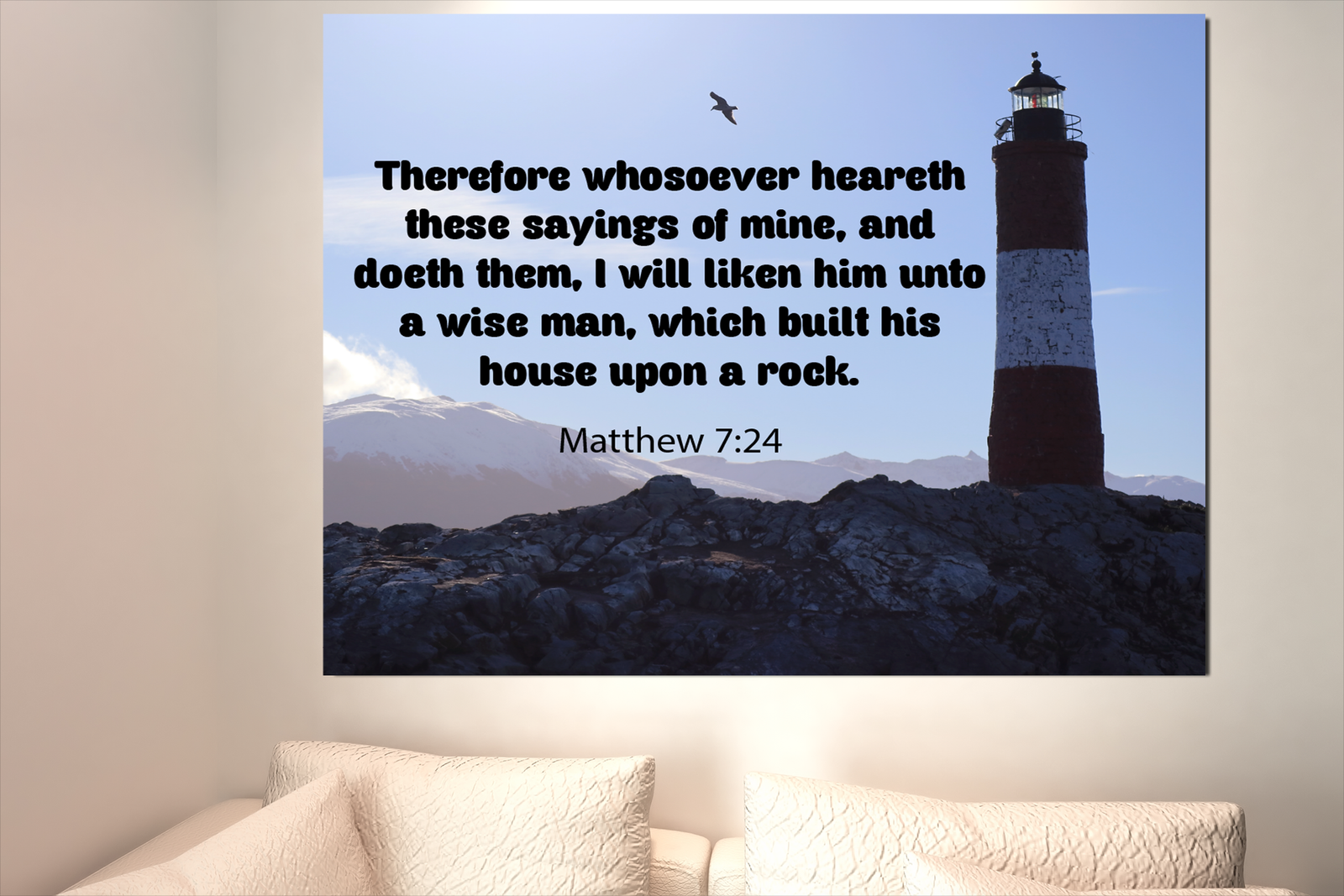 Scripture Walls House Upon a Rock Matthew 7:24 Bible Verse Canvas Christian Wall Art Ready to Hang Unframed-Express Your Love Gifts