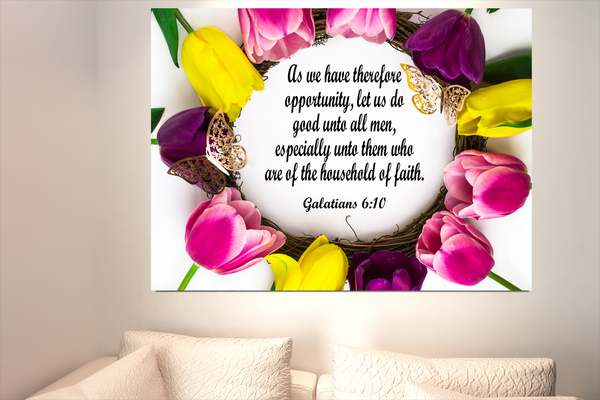 Scripture Walls Household of Faith Galatians 6:10 Bible Verse Canvas Christian Wall Art Ready to Hang Unframed-Express Your Love Gifts