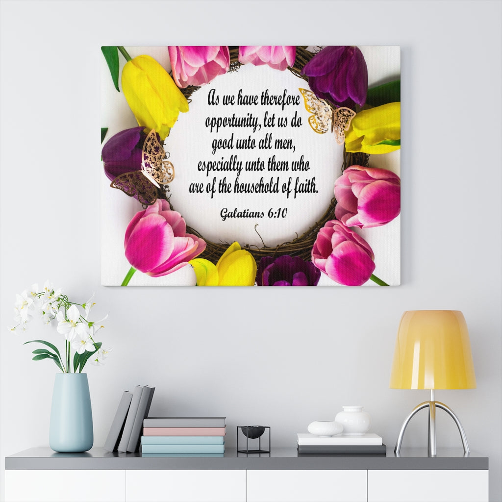 Scripture Walls Household of Faith Galatians 6:10 Bible Verse Canvas Christian Wall Art Ready to Hang Unframed-Express Your Love Gifts