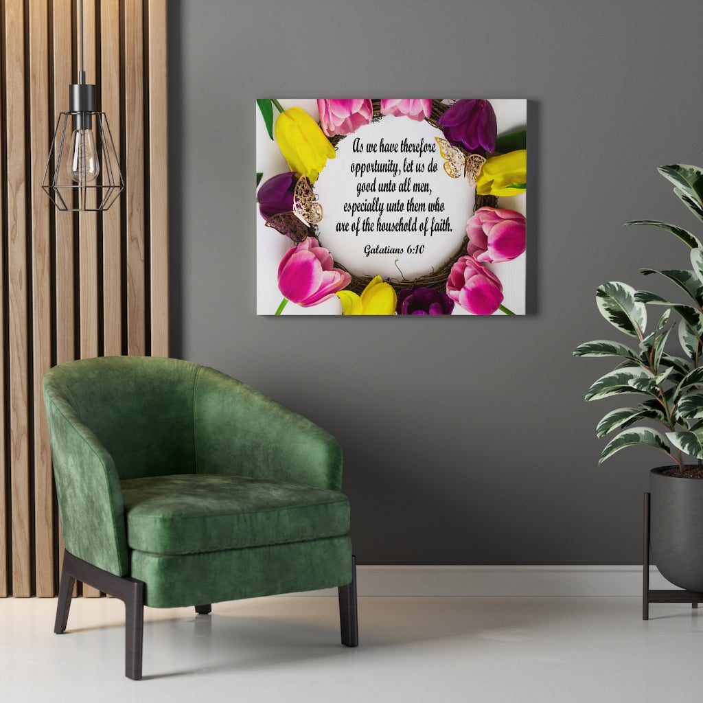 Scripture Walls Household of Faith Galatians 6:10 Bible Verse Canvas Christian Wall Art Ready to Hang Unframed-Express Your Love Gifts