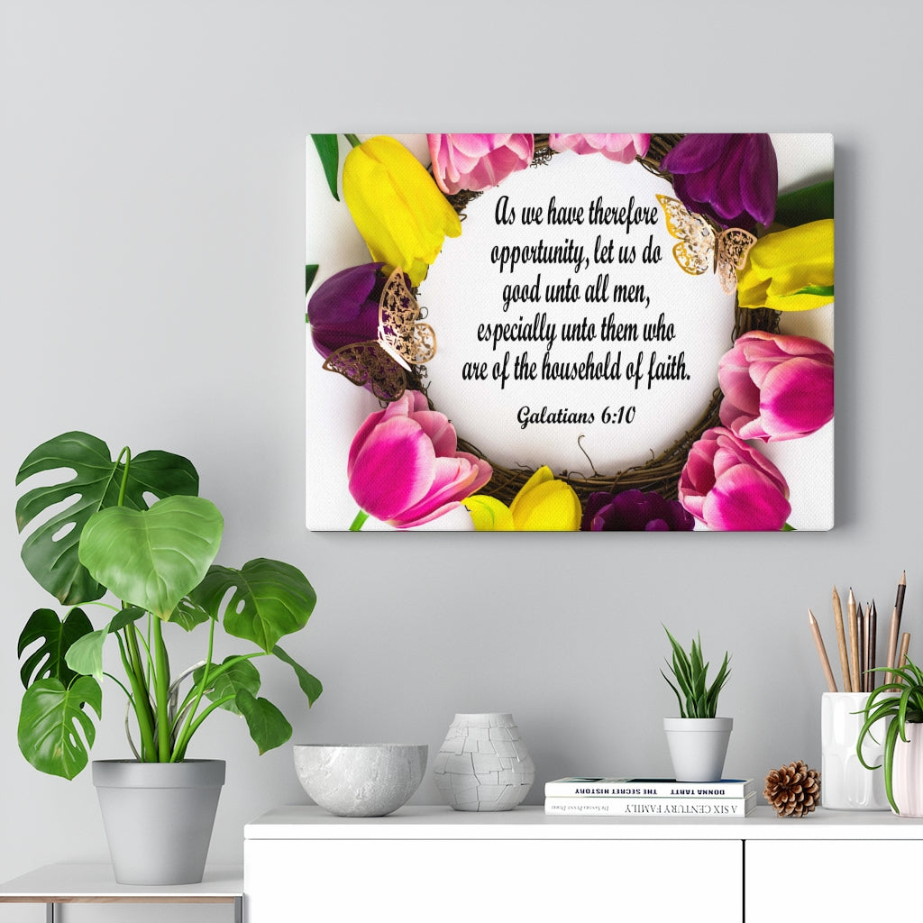 Scripture Walls Household of Faith Galatians 6:10 Bible Verse Canvas Christian Wall Art Ready to Hang Unframed-Express Your Love Gifts