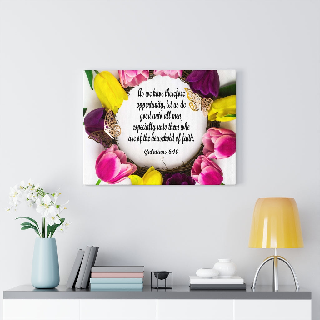 Scripture Walls Household of Faith Galatians 6:10 Bible Verse Canvas Christian Wall Art Ready to Hang Unframed-Express Your Love Gifts