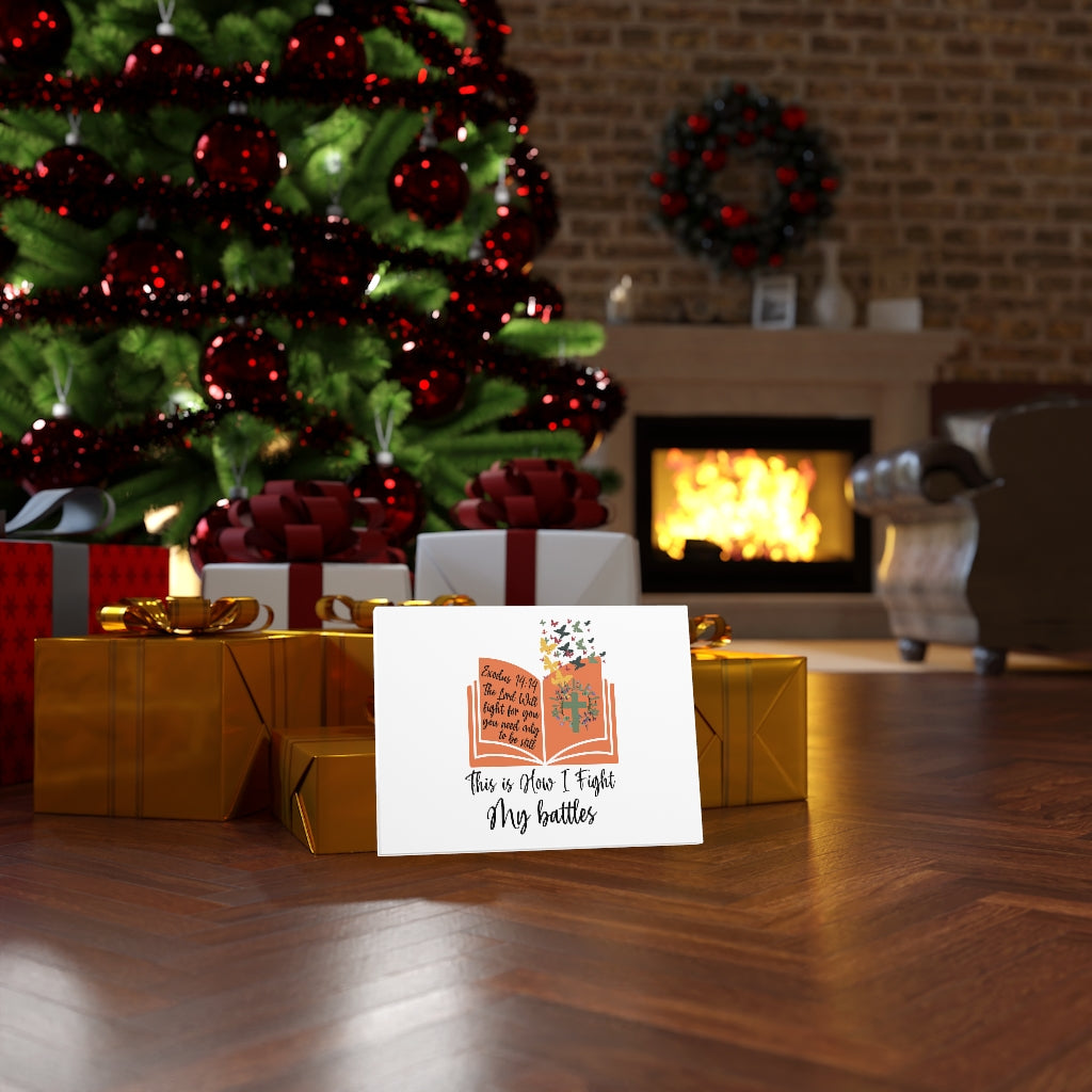 Scripture Walls How I Fight My Battles Exodus 14:14 Bible Verse Canvas Christian Wall Art Ready to Hang Unframed-Express Your Love Gifts