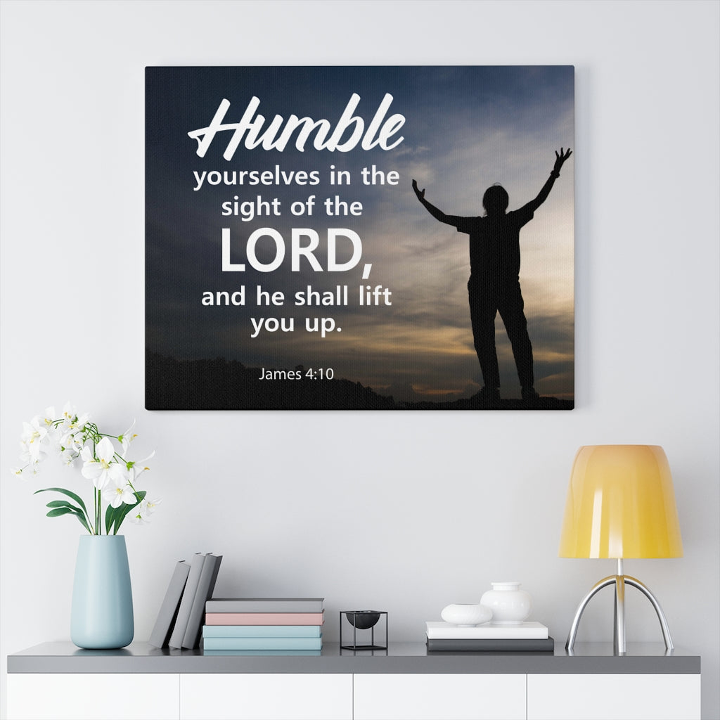 Scripture Walls Humble Yourselves in The Lord James 4:10 Bible Verse Canvas Christian Wall Art Ready to Hang Unframed-Express Your Love Gifts
