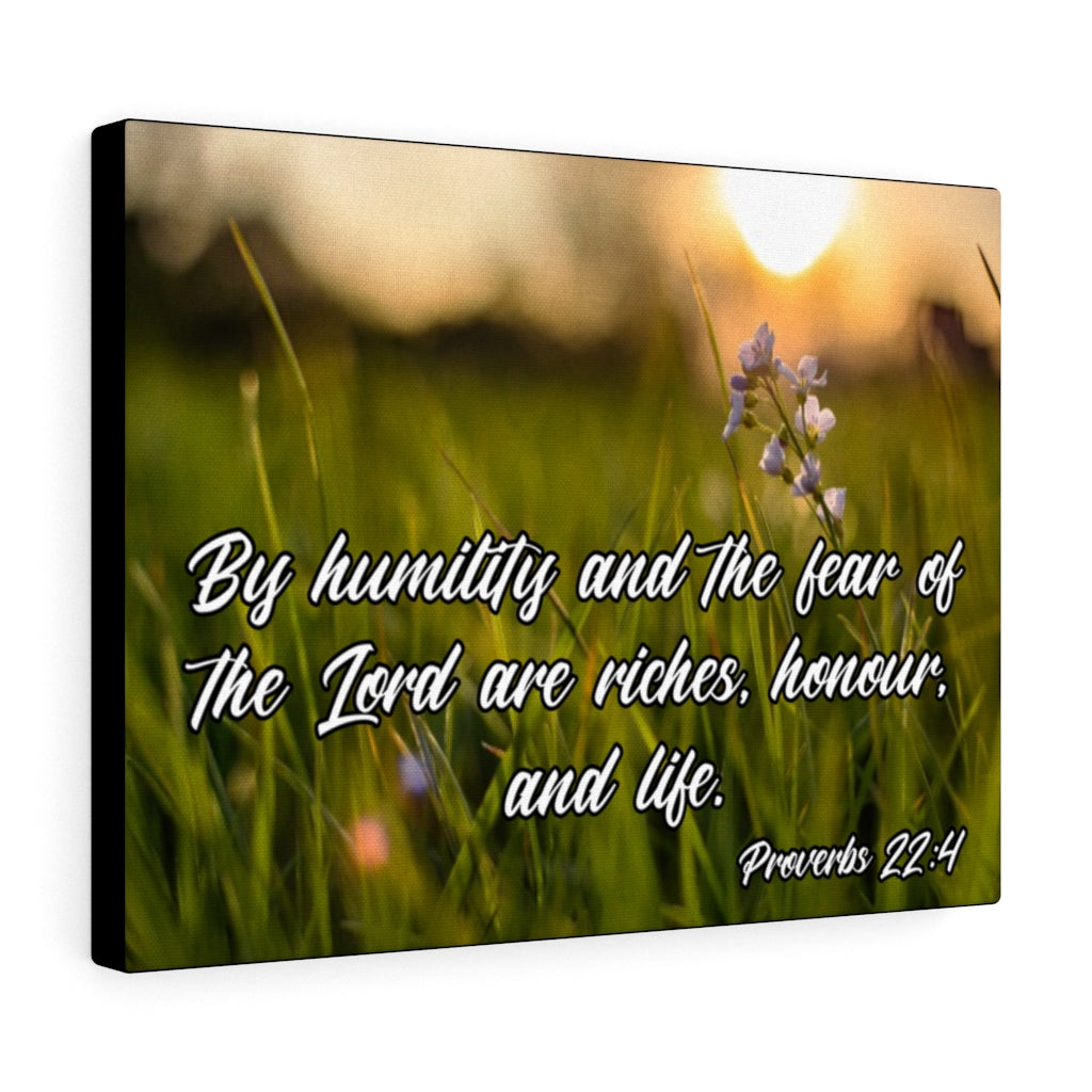 Scripture Walls Humility and Fear Proverbs 22:4 Bible Verse Canvas Christian Wall Art Ready to Hang Unframed-Express Your Love Gifts