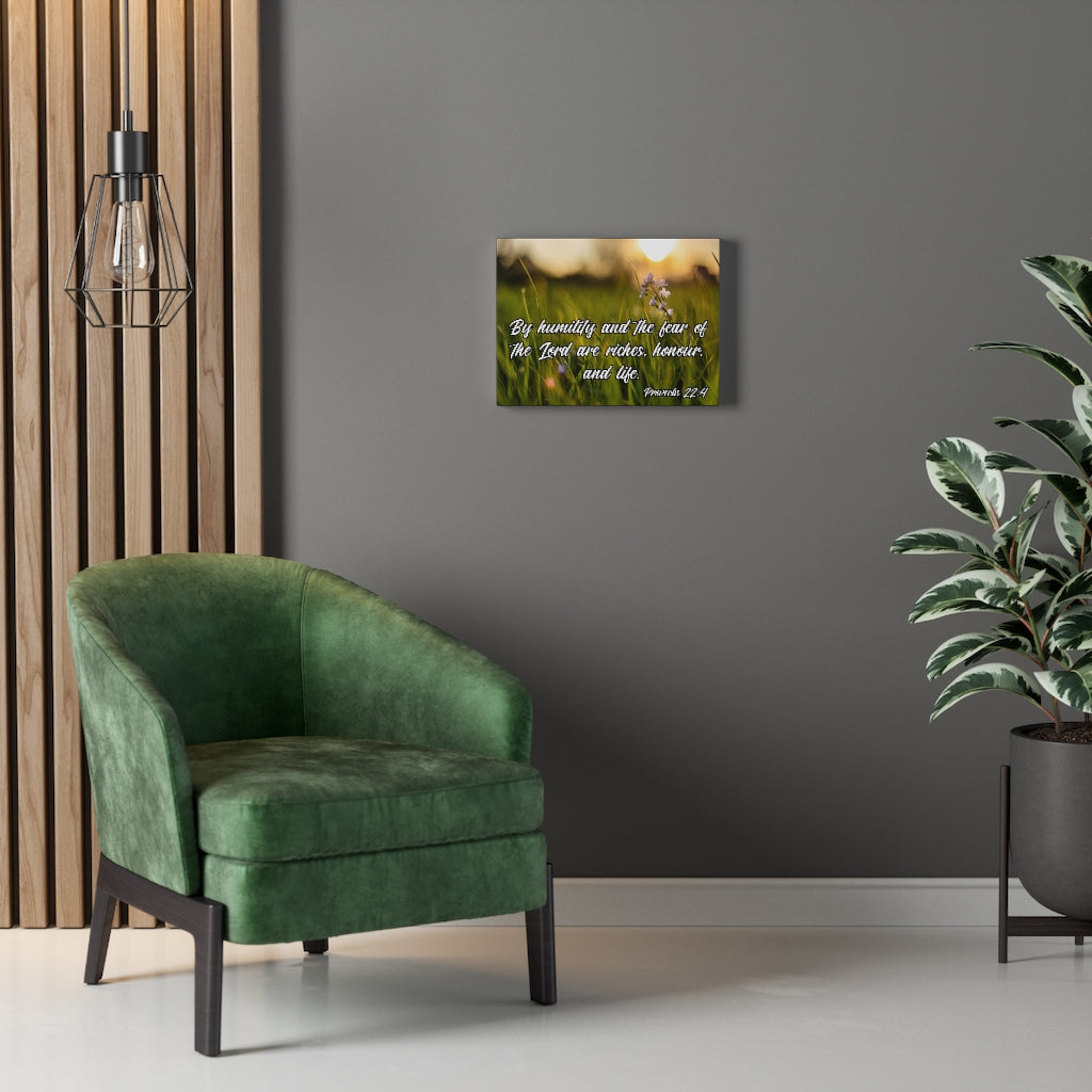 Scripture Walls Humility and Fear Proverbs 22:4 Bible Verse Canvas Christian Wall Art Ready to Hang Unframed-Express Your Love Gifts