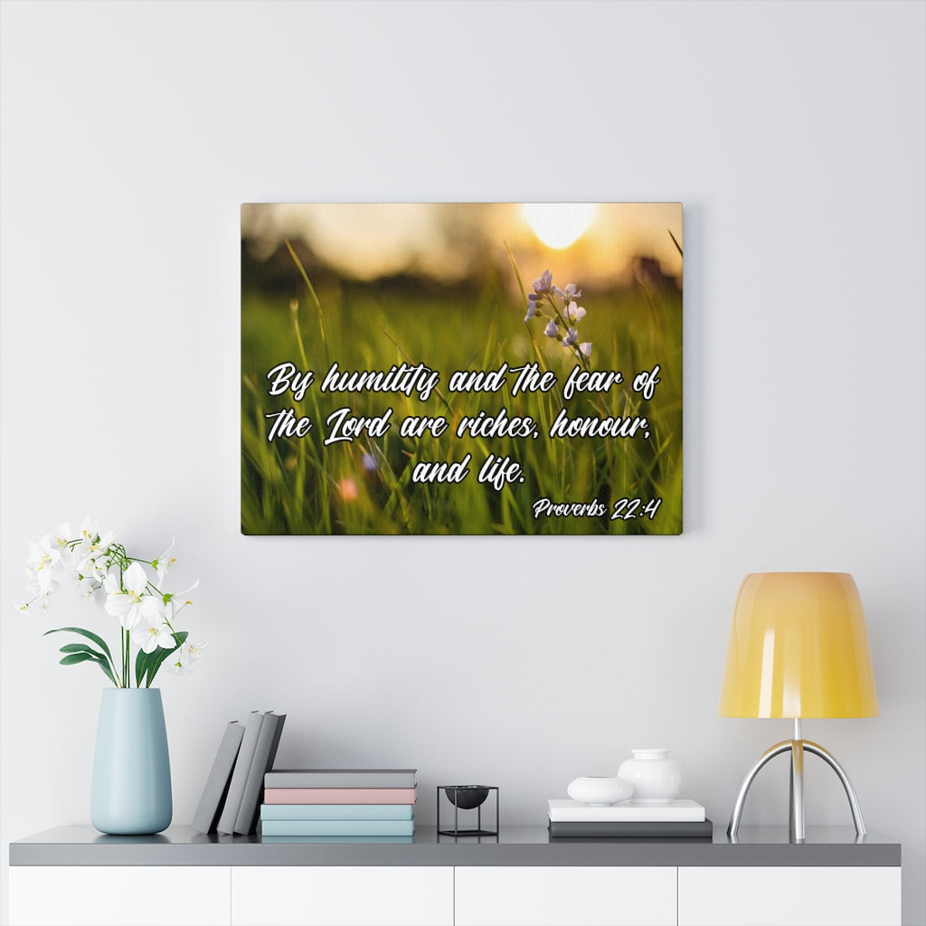 Scripture Walls Humility and Fear Proverbs 22:4 Bible Verse Canvas Christian Wall Art Ready to Hang Unframed-Express Your Love Gifts