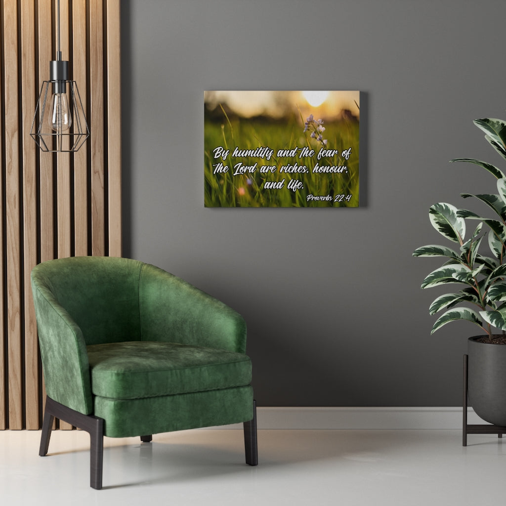 Scripture Walls Humility and Fear Proverbs 22:4 Bible Verse Canvas Christian Wall Art Ready to Hang Unframed-Express Your Love Gifts