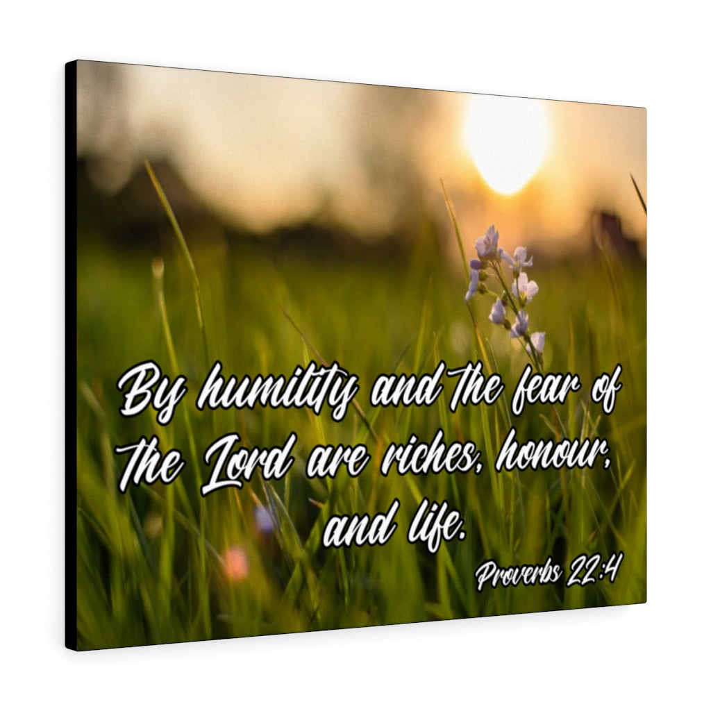 Scripture Walls Humility and Fear Proverbs 22:4 Bible Verse Canvas Christian Wall Art Ready to Hang Unframed-Express Your Love Gifts