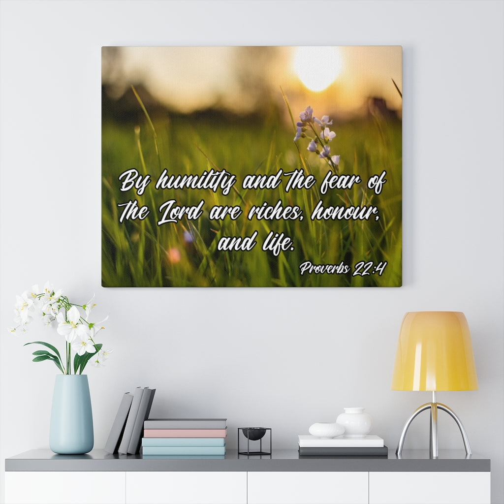 Scripture Walls Humility and Fear Proverbs 22:4 Bible Verse Canvas Christian Wall Art Ready to Hang Unframed-Express Your Love Gifts
