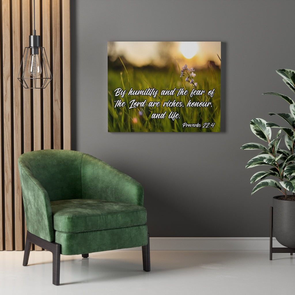 Scripture Walls Humility and Fear Proverbs 22:4 Bible Verse Canvas Christian Wall Art Ready to Hang Unframed-Express Your Love Gifts