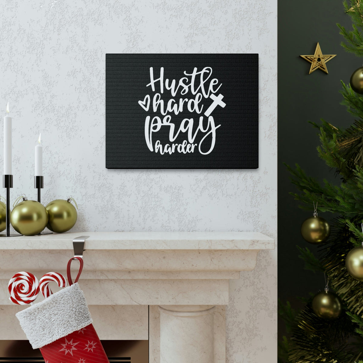 Scripture Walls Hustle Hard Pray Harder James 4:3 Black Christian Wall Art Bible Verse Print Ready to Hang Unframed-Express Your Love Gifts