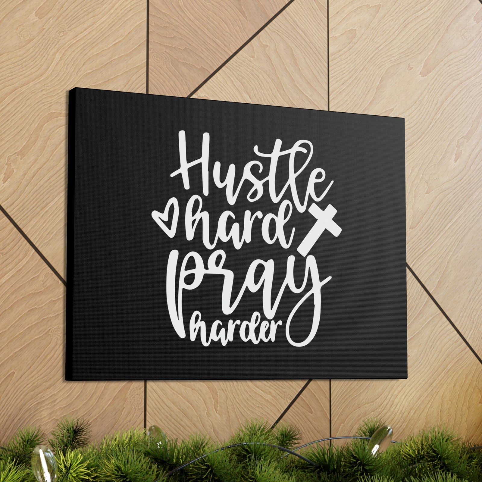 Scripture Walls Hustle Hard Pray Harder James 4:3 Black Christian Wall Art Bible Verse Print Ready to Hang Unframed-Express Your Love Gifts
