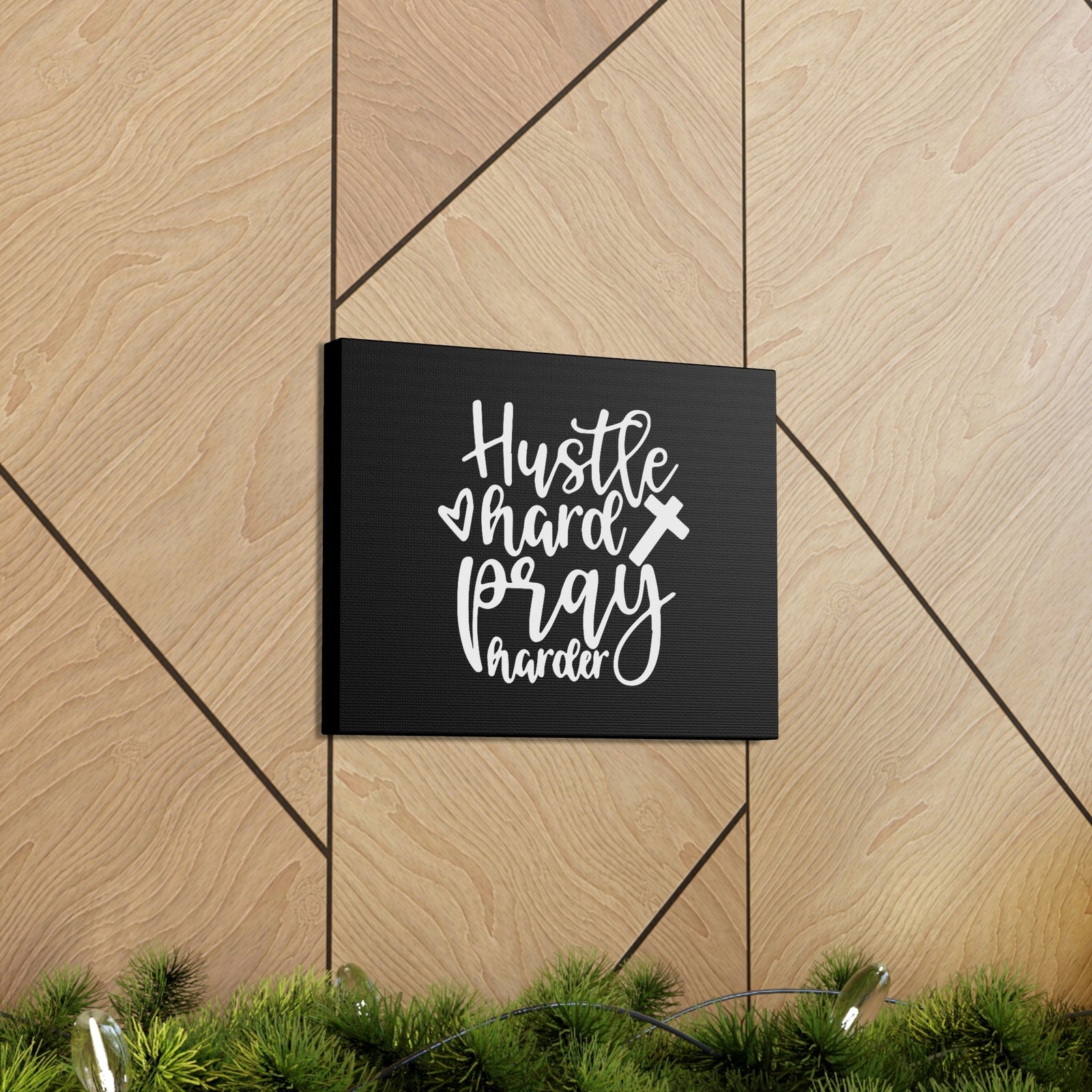 Scripture Walls Hustle Hard Pray Harder James 4:3 Black Christian Wall Art Bible Verse Print Ready to Hang Unframed-Express Your Love Gifts