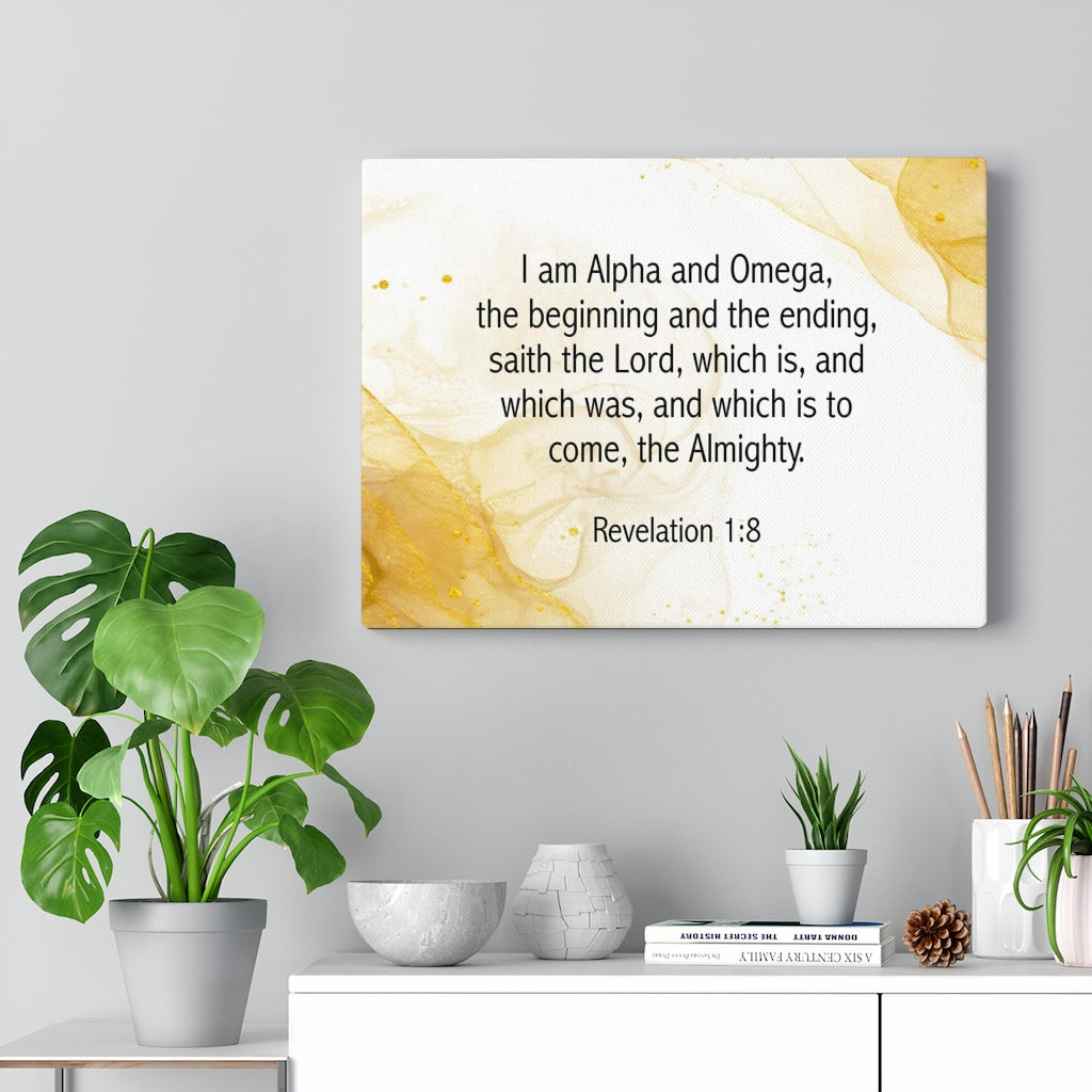 Scripture Walls I Am Alpha and Omega Revelation 1:8 Bible Verse Canvas Christian Wall Art Ready to Hang Unframed-Express Your Love Gifts