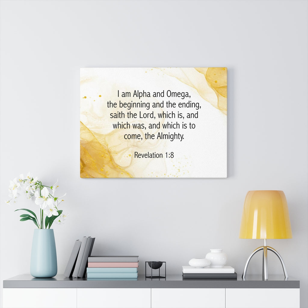 Scripture Walls I Am Alpha and Omega Revelation 1:8 Bible Verse Canvas Christian Wall Art Ready to Hang Unframed-Express Your Love Gifts