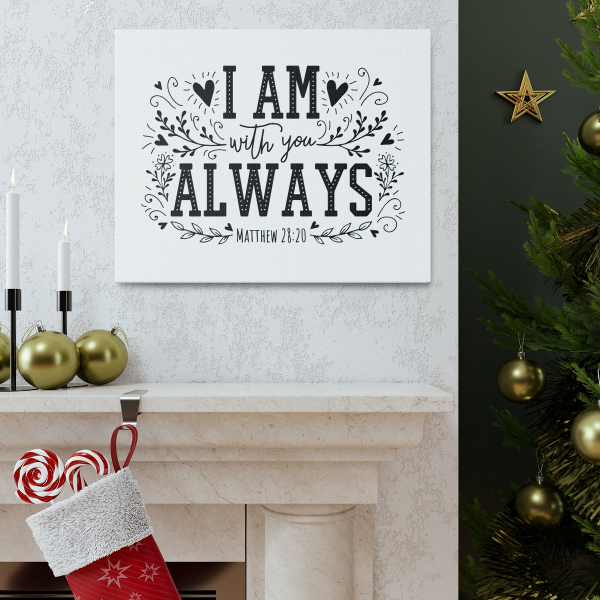 Scripture Walls I Am Always With You Matthew 28:20 Bible Verse Canvas Christian Wall Art Ready to Hang Unframed-Express Your Love Gifts