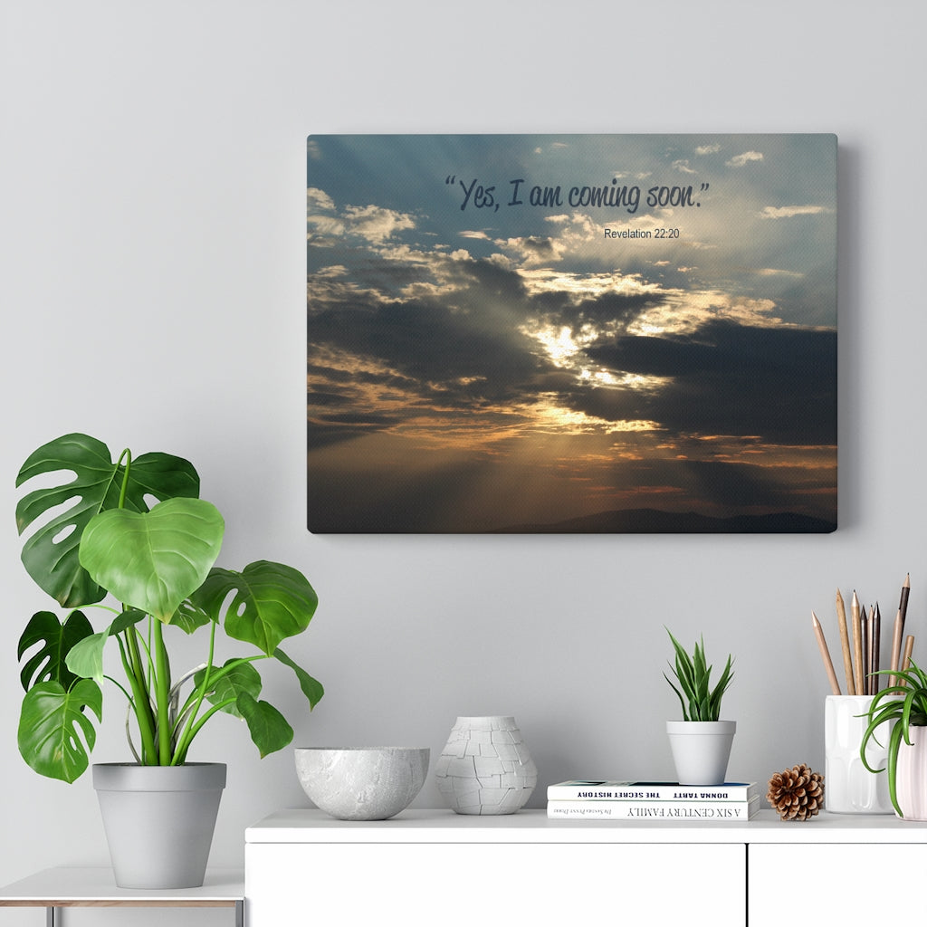 Scripture Walls I Am Coming Soon Revelation 22:20 Bible Verse Canvas Christian Wall Art Ready to Hang Unframed-Express Your Love Gifts