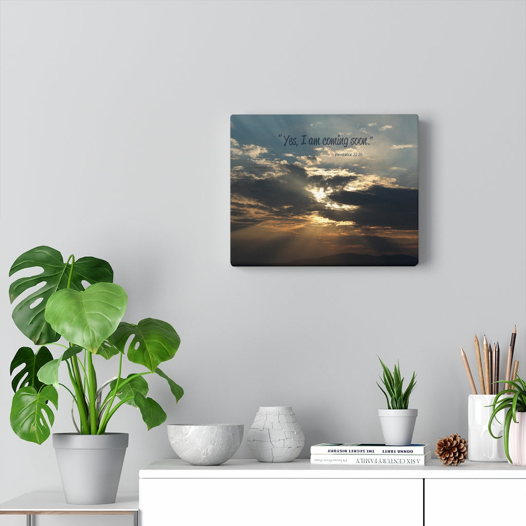 Scripture Walls I Am Coming Soon Revelation 22:20 Bible Verse Canvas Christian Wall Art Ready to Hang Unframed-Express Your Love Gifts