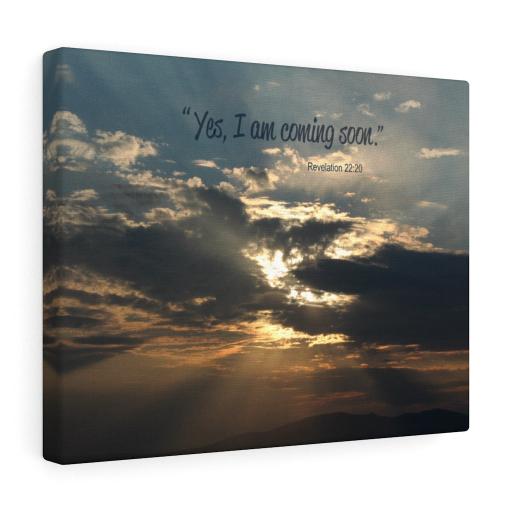 Scripture Walls I Am Coming Soon Revelation 22:20 Bible Verse Canvas Christian Wall Art Ready to Hang Unframed-Express Your Love Gifts