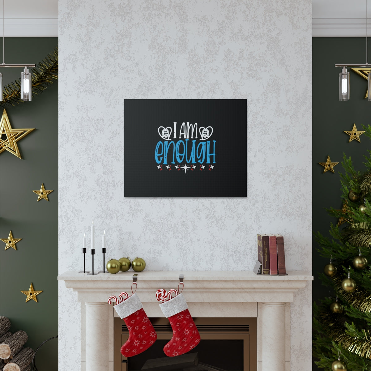 Scripture Walls I Am Enough Blue 2 Corinthians 12:9 Christian Wall Art Bible Verse Print Ready to Hang Unframed-Express Your Love Gifts