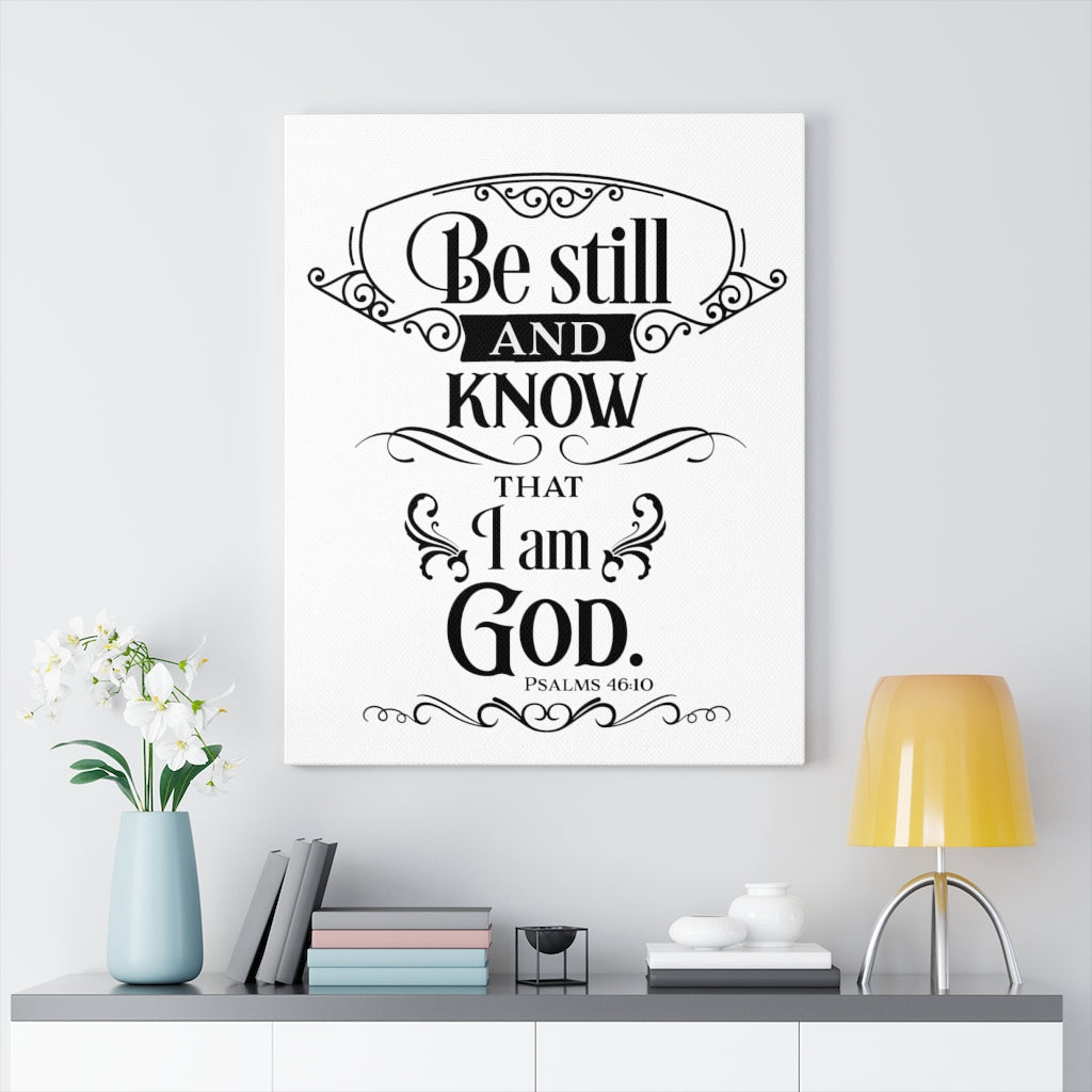 Scripture Walls I Am God Psalm 46:10 Bible Verse Canvas Christian Wall Art Ready to Hang Unframed-Express Your Love Gifts