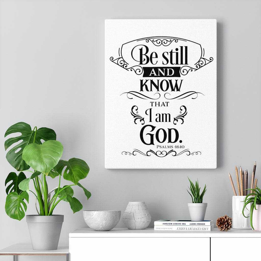 Scripture Walls I Am God Psalm 46:10 Bible Verse Canvas Christian Wall Art Ready to Hang Unframed-Express Your Love Gifts